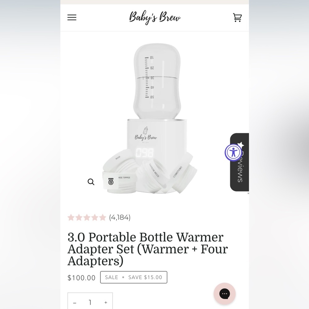 Baby’s brew bottle warmer 3.0 with 4 adapters